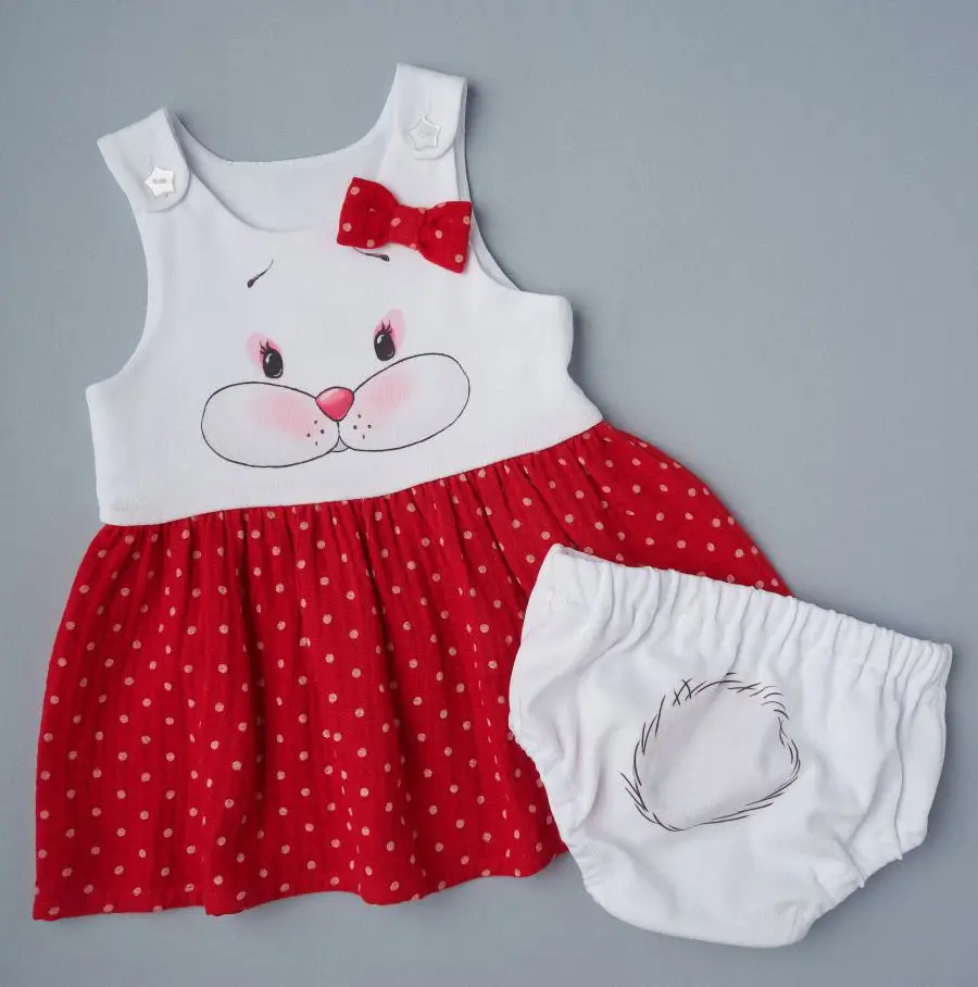 Платье и трусики Little Star Зайка белый, красный (74)