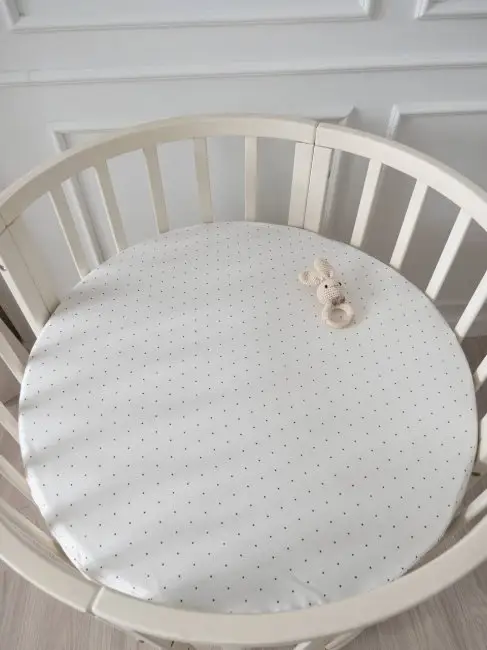 Простыня горох Lappetti на резинке, цвет молочный, арт. 9004/10п