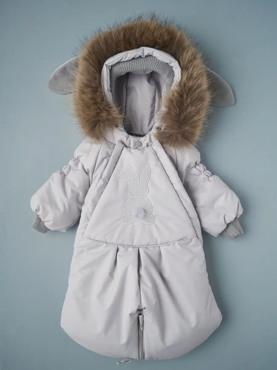 Комбинезон-трансформер Little Star Зайчонок подклад-фольга, светло-серый 80