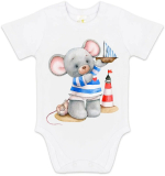 Боди с коротким рукавом Luxury Baby Мышонок с корабликом 68 белый Боди с коротким рукавом Luxury Baby Мышонок с корабликом 68 белый