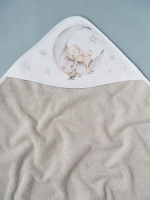 Фотография товара Пелёнка с уголком Little Star Зайка на луне серая махра 100х100 см