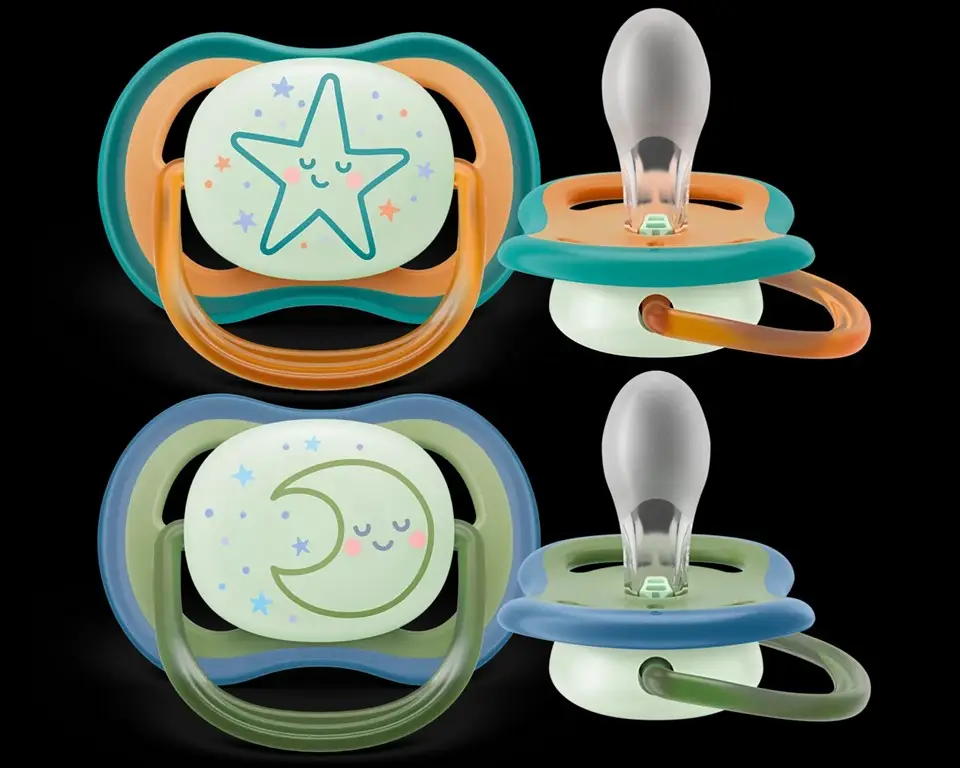 Пустышка силиконовая ночная Philips Avent Ultra Air SCF376/23 2 шт 18м+