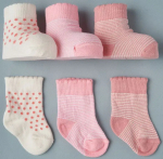 Фотография товара Носочки тонкие "Ассорти Полоски", крем, пудра, 3шт в уп.,6 см