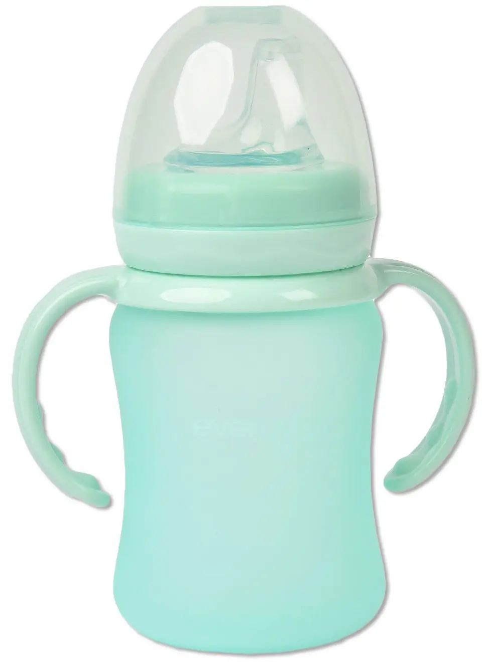 Стеклянная бутылочка-поильник с мягким носиком с защитным силиконовым покрытием Everyday Baby мятный 150 мл