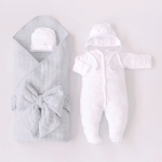 Комплект на выписку 5 предметов KiDi Классика лето, светло-серый 56-62 см