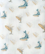 Фотография товара Пеленка муслиновая Little Star, киты с веточками, 125х125 см