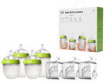 Фотография товара Подарочный набор для кормления детей из 7 предметов Comotomo Супер набор Всё включено зелёный
