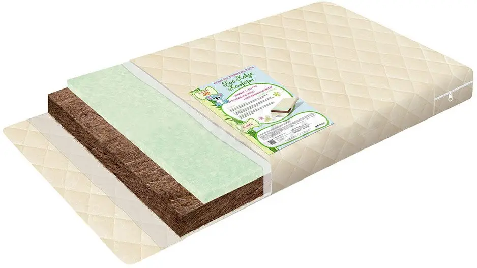 Матрас Boom Baby Био Кокос Комфорт стеганая микрофибра 119х59 см