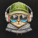 Фотография товара Кристальная мозаика Фрея постер Кот- меломан, 30x30 см