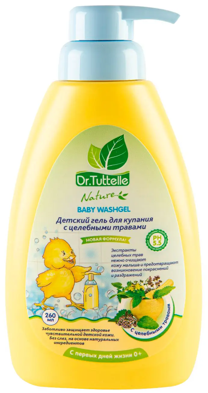 Гель для купания с целебными травами для детей с дозатором Dr.Tuttelle 260 мл