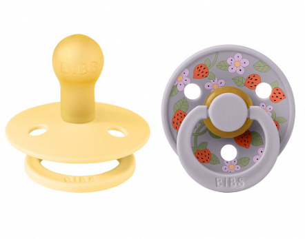 Фотография товара Набор пустышек латексных BIBS Liberty Colour, 2 шт. - Strawberries - Pale Butter Mix, 0+