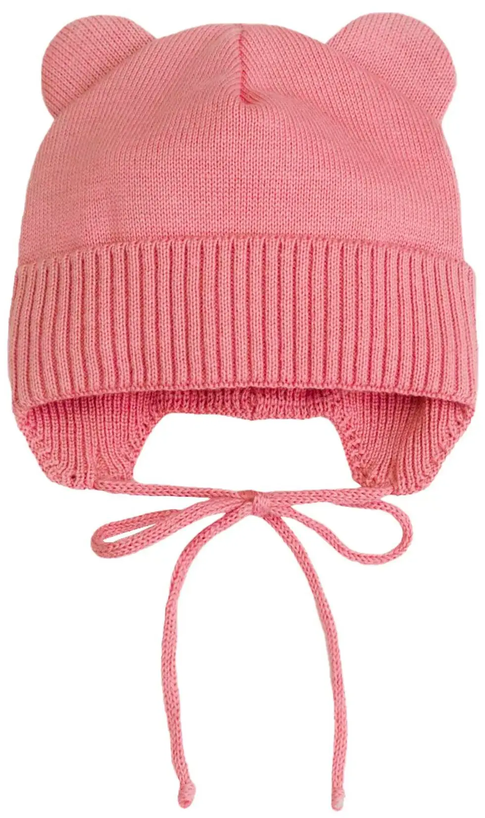 Шапка детская вязаная AmaroBaby Pure Love Bear демисезонная, с подкладом, розовый 42-44