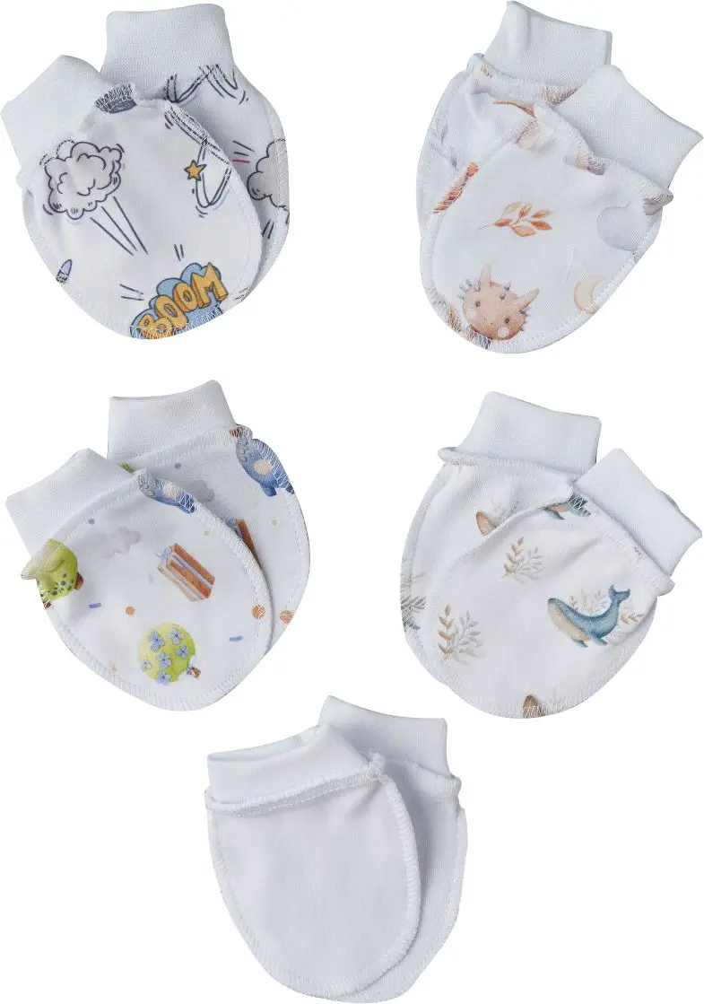 Антицарапки Little Star, р. 56, 5 пар, интерлок, крем, №8, для мальчиков