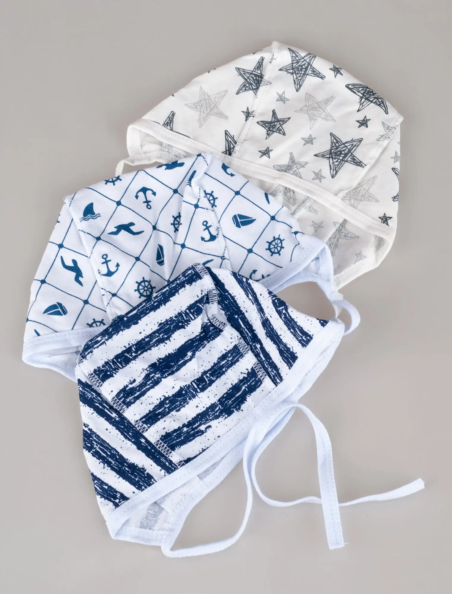 Комплект Фабрика Бамбук чепчик ринг набивка Клетка-звезда-полоска 03 3 штуки 40