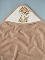 Фотография товара Пелёнка с уголком Little Star Рысенок Малыш бежевая махра 100х100 см