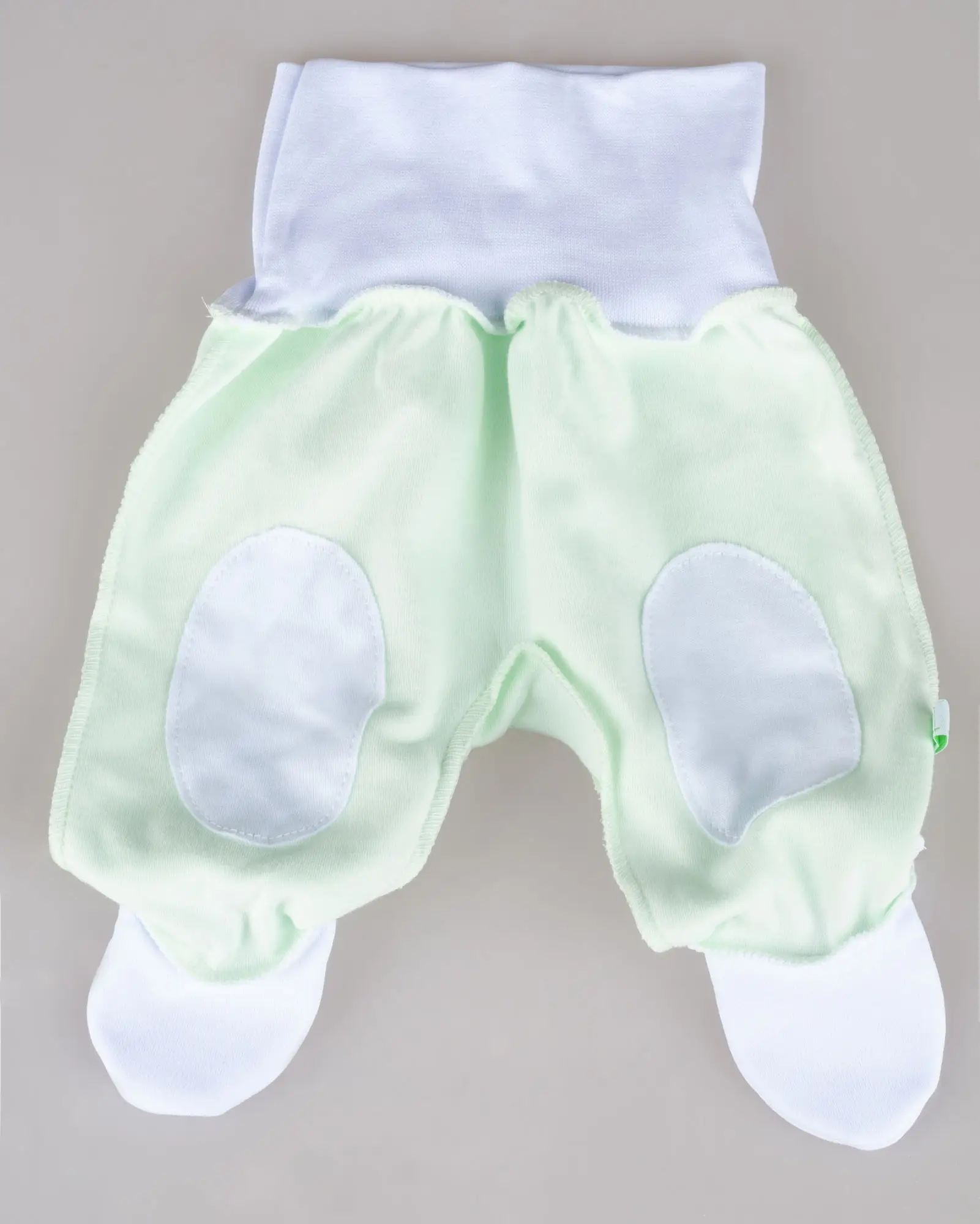 Ползунки на рибане Фабрика Бамбук внш нашивки салатовый, белый 50