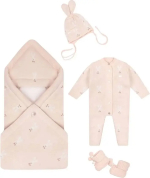 Фотография товара Набор на выписку Зайка 4 предмета, р. 0-3 мес, цвет натуральный