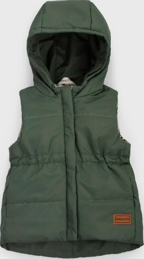 Безрукавка KiDi kids детская утепленная "Жилет Кантри", зелено-серый, р.26