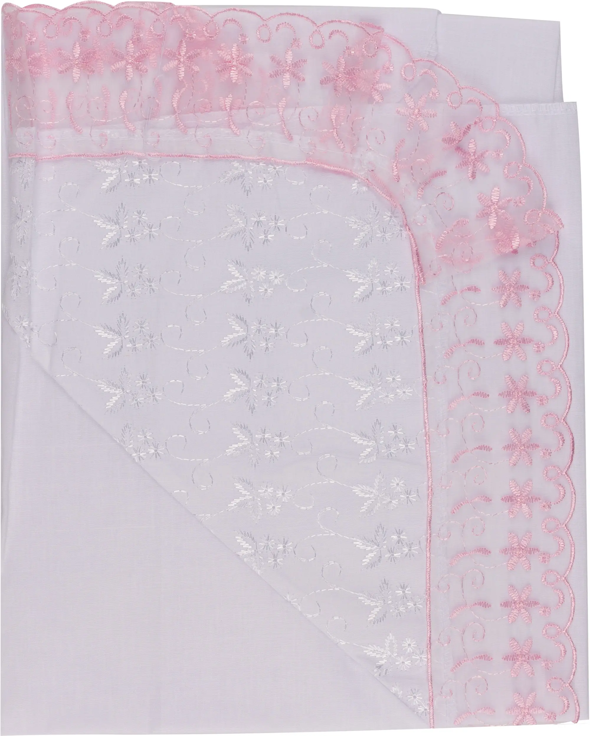 Уголок с гипюром Вербена Моё Дитё белый с розовым 75х75 см