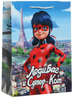 Фотография товара Пакет подарочный Леди Баг и Супер-Кот, 22х21х10 см, голубой, 7041702