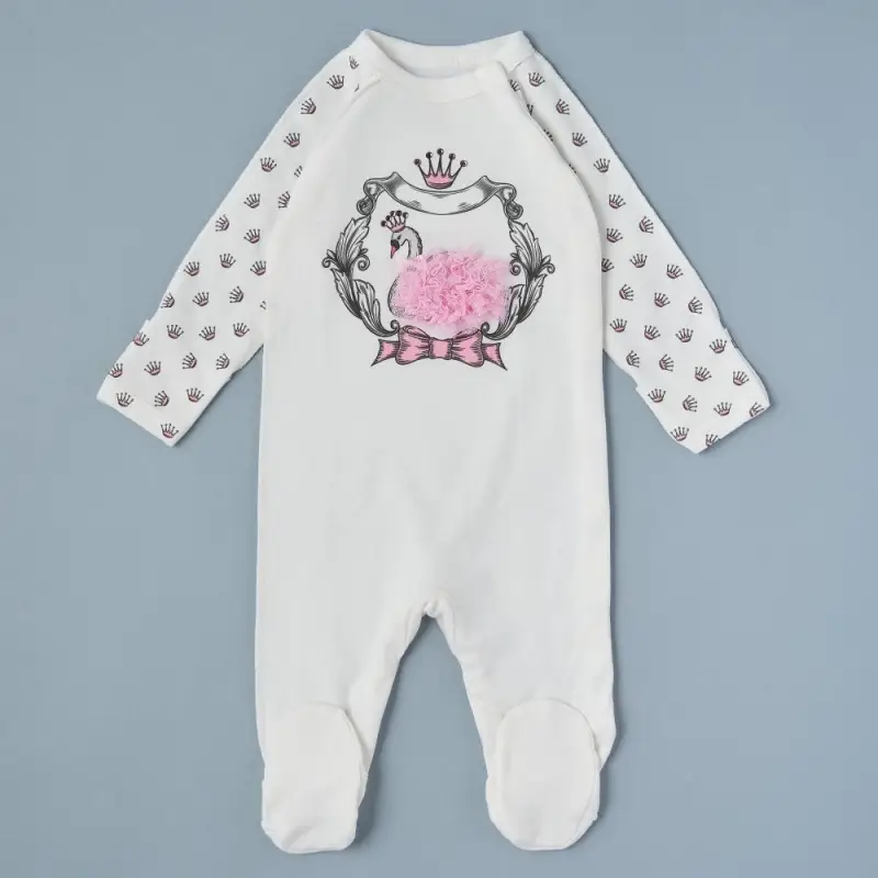 Комбинезон-асим на кнопках Little Star Принцесса Лебедь крем 46