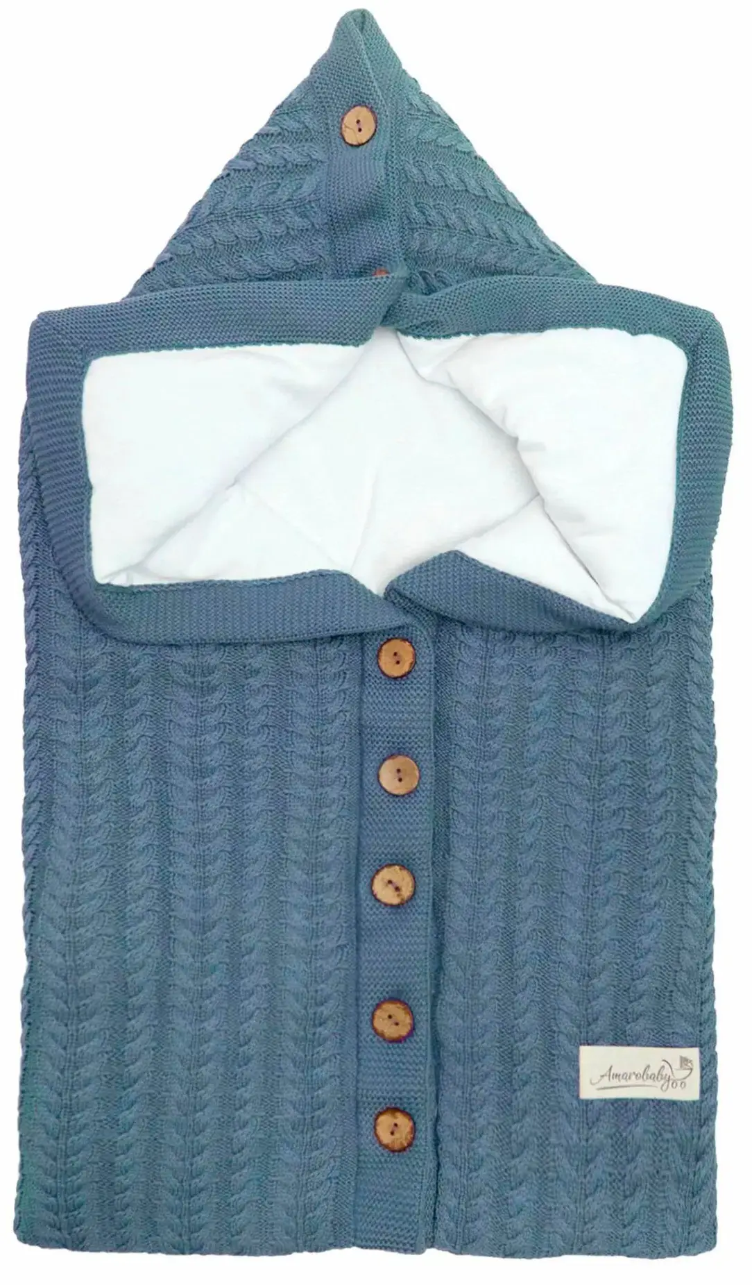 Конверт Amarobaby Pure Love Snap вязаный утепленный на выписку, джинс, 75 см