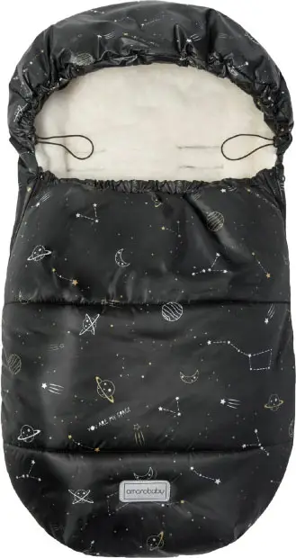 Конверт зимний меховой Amarobaby Snowy Baby Космос, 85 см, чёрный