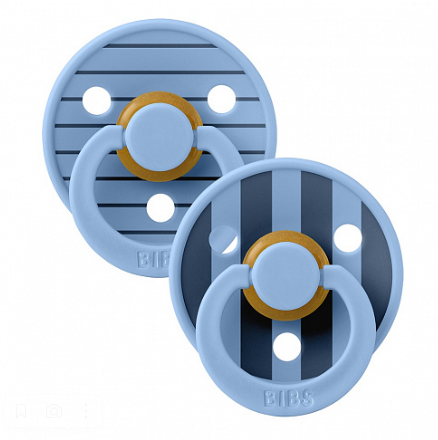 Фотография товара Набор пустышек латексных BIBS Studio Colour, 2 шт. - Pin - Sky Blue Mix, 0+ мес.
