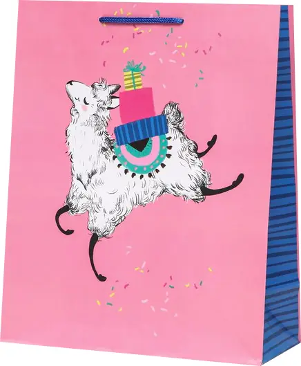 Пакет подарочный Лама с подарками, 26х32х12 см, 9459381