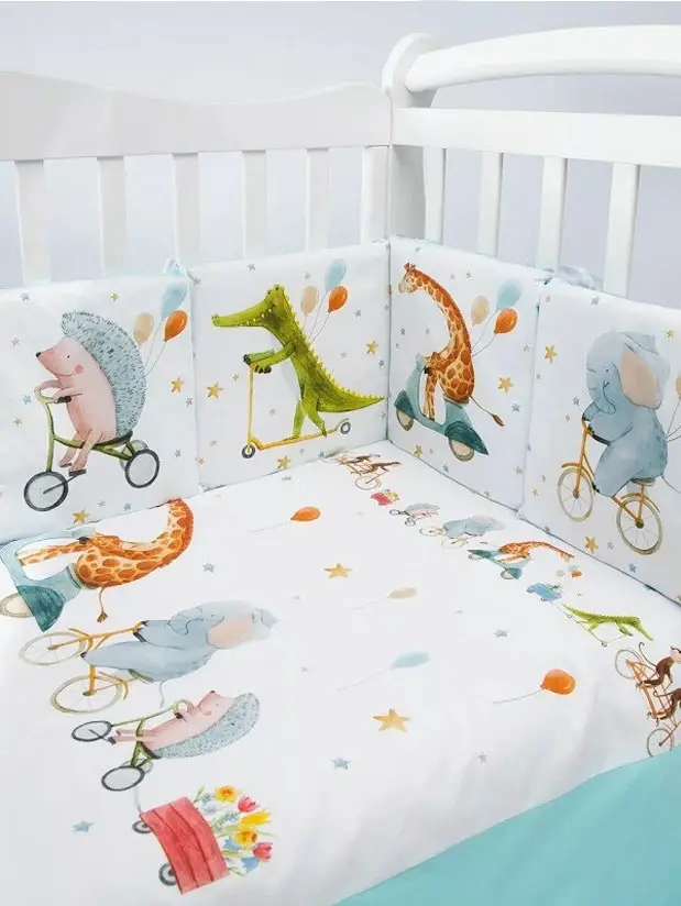 Комплект в кроватку 17 предметов AmaroBaby Happy Circus, голубой