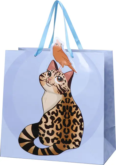 Пакет подарочный Кот, 30х30х15 см, 7489513