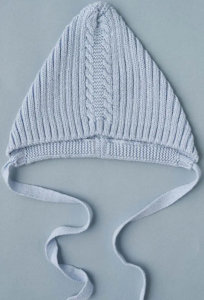 Чепчик вязаный "Гномик, Ниточки Клубочки", р. 46 см, цвет голубой