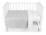 Фотография товара AmaroBaby комплект в кроватку Baby Boom Короны серый, бязь 3 предмета