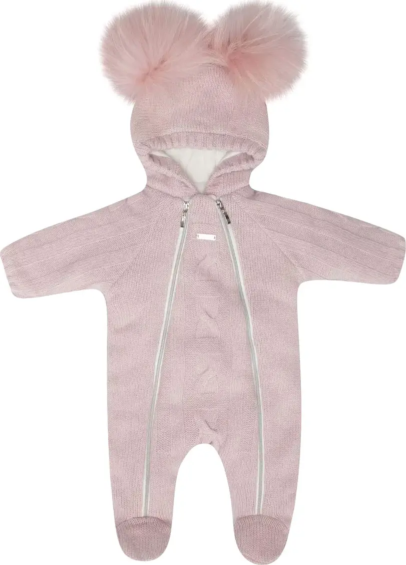 Комбинезон Наследник Выжанова с капюшоном с помпонами, розовый, р.56