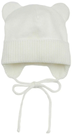 Фотография товара Шапка детская вязаная AmaroBaby Pure Love Bear, молочный, демисезонная, с подкладом, размер 44-46