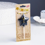 Фотография товара Свеча Страна Карнавалия в торт на шпажке воздушный шарик звезда знак вопроса,11х5 см, черная с золотом