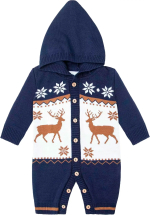 Комбинезон детский Amarobaby Pure Love Christmas, синий, вязаный 62