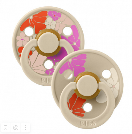 Фотография товара Набор пустышек латексных BIBS Studio Colour, 2 шт. - Morning Bloom - Vanilla Mix, 6+ мес.