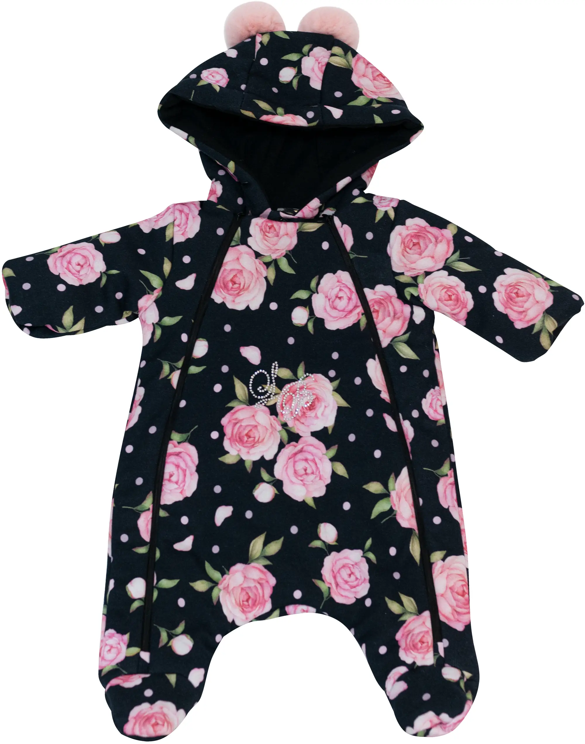 Комбинезон утеплённый Luxury Baby Пионы чёрный 68