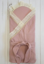 Фотография товара Кружевной уголок Lappetti с поясом пудровый