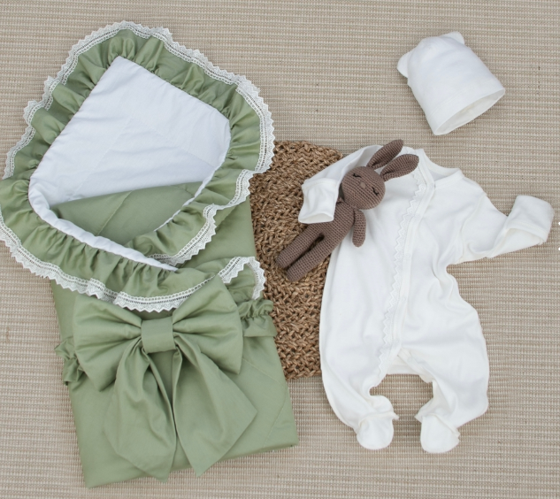 Фотография товара Комплект на выписку 4 предмета "Новый Прованс", фисташка, лето (р. 16 (рост 50-56 см))