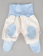 Фотография товара Ползунки на рибане Фабрика Бамбук внш нашивки молочный, голубой 50
