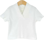 Фотография товара Футболка с V-образным воротником, широкая лапша, молоко, р. 104, Ф82/1-К 