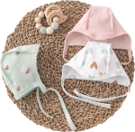 Фотография товара Чепчик Первые Цветы, 3 штуки в упаковке, размер 20, рост 62-68 см