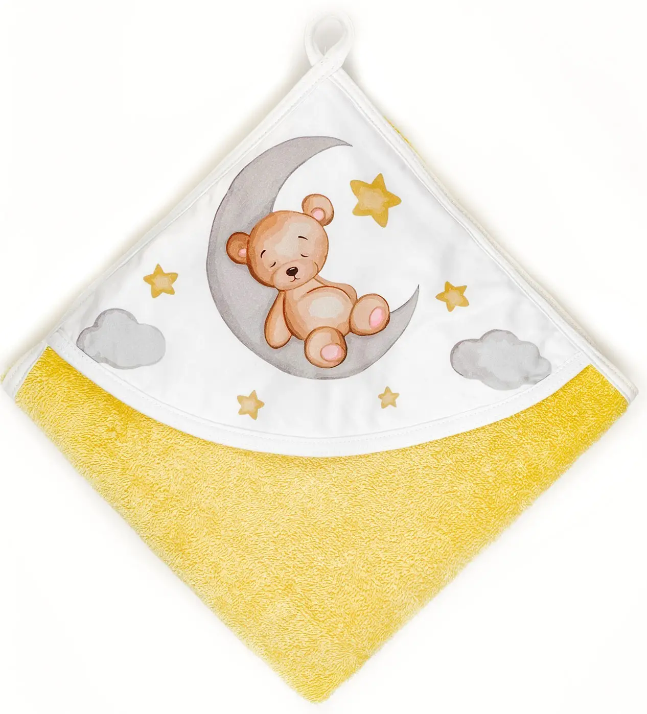 Полотенце детское с уголком AmaroBaby Wash Bear, 90х90 см, жёлтый