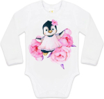 Фотография товара Боди с длинным рукавом Luxury Baby Пингвиночка в пионах белый 68