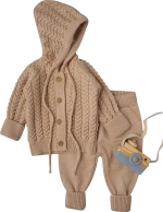 Фотография товара Костюм вязаный Little Star, р. 68, бежевый лайт, кофточка с капюшоном, штаны