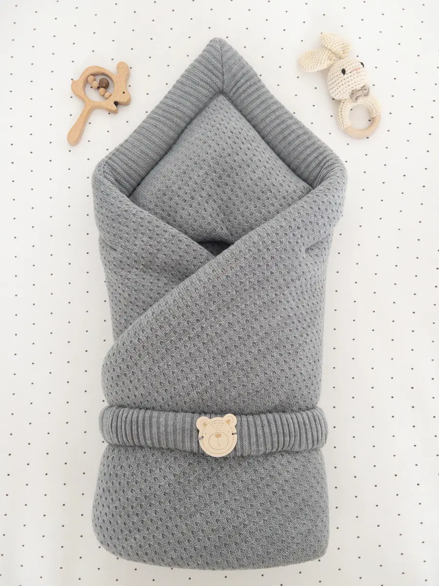 Конверт Тедди Lappetti, вязаный, серый меланж