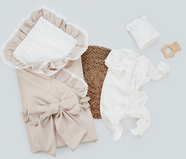 Фотография товара Комплект на выписку 4 предмета "Новый Прованс", серо-бежевый, лето (р. 16 (рост 50-56 см))