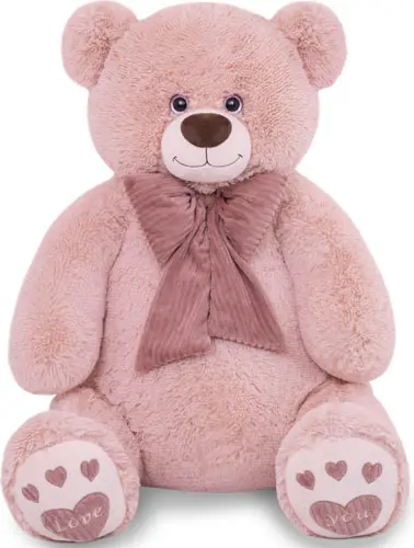Мягкая игрушка Медведь Пьер с бантом Belaitoys, 130 см, пудра